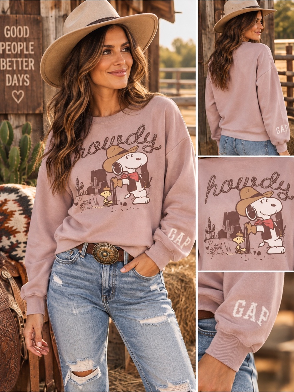 NWT GAP Peanuts Howdy Snoopy Graphic Sweatshirt
